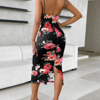 Lace Trim Spaghetti Strap Floral Maxi Dress  - Thumbnail 5
