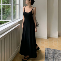 Sexy Low Collar Spaghetti Strap Slim Fit Dress  - Thumbnail 6