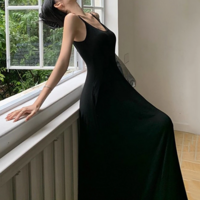 Sexy Low Collar Spaghetti Strap Slim Fit Dress  - Thumbnail 7