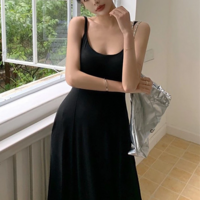 Sexy Low Collar Spaghetti Strap Slim Fit Dress  - Thumbnail 8