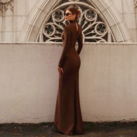 Elegant Turtleneck Long Sleeve Dress  - Thumbnail 1