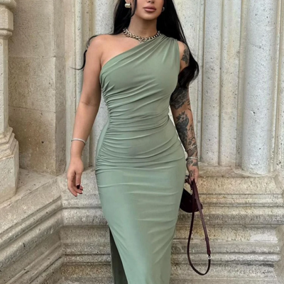 Women's sexy one shoulder party dress