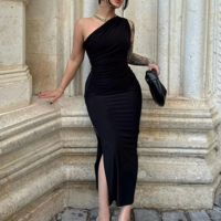 Women's Sexy One Shoulder Party Dress - Thumbnail 6