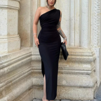 Women's Sexy One Shoulder Party Dress - Thumbnail 4