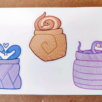 Snakes in baskets sticker sheet