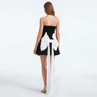 Big Bow Ribbon Off-shoulder Velvet Party Dress - Thumbnail 2