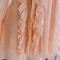 Chiffon V-neck Long Sleeve Ruffle Dress - Thumbnail 4