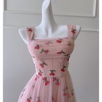 Sweet Cherry Print Mesh Dress Maxi Dress - Thumbnail 5