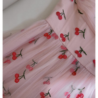 Sweet Cherry Print Mesh Dress Maxi Dress - Thumbnail 9