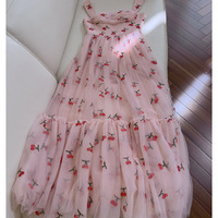 Sweet Cherry Print Mesh Dress Maxi Dress - Thumbnail 6