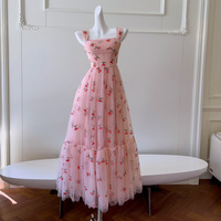 Sweet Cherry Print Mesh Dress Maxi Dress - Thumbnail 3