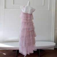 Halter Neck Rhinestone Cake Dress Party Dress - Thumbnail 1