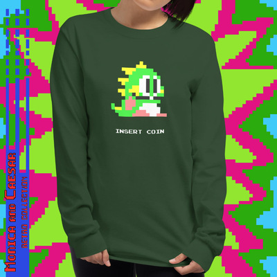 Retro gamer bubble bobble long sleeve shirt (4 colors)