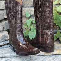Crafted Leather Classic Brown Crocodile Leather Belly Cowboy Boot - Thumbnail 2