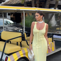 Yellow Sleeveless Knitted Beach Dress - Thumbnail 3