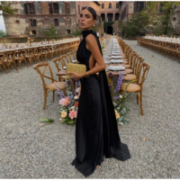 Elegant Ribbon Satin Long Party Dress - Thumbnail 2
