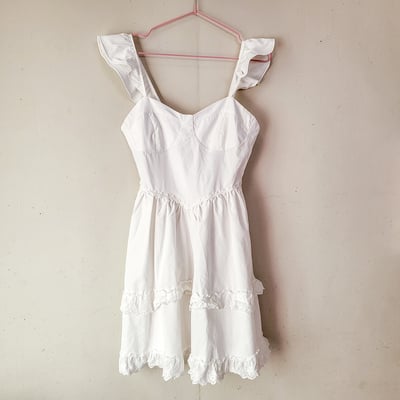 Tiered ruffle bustier mini dress