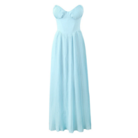 Elegant Pleated Strapless Summer Dress - Thumbnail 5