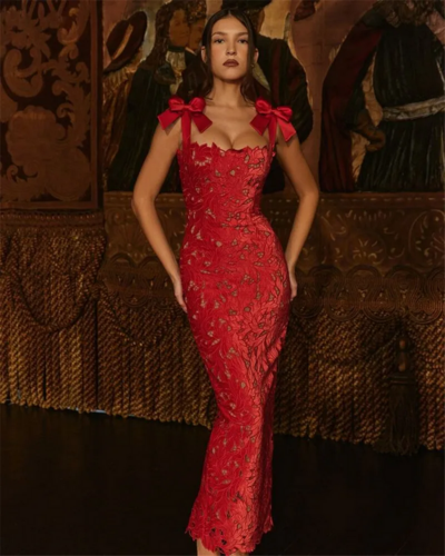 Red Bows & Lace Sexy Party Dress