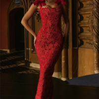 Red Bows & Lace Sexy Party Dress - Thumbnail 4