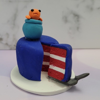 Blue and red cake