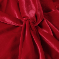 Strapless Knot Velvet Party Dress - Thumbnail 3