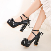 Elegant Vintage Lace up Platform High Heels Shoes - Thumbnail 5