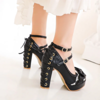 Elegant Vintage Lace up Platform High Heels Shoes - Thumbnail 6