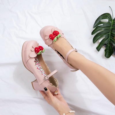 Sweet strawberry kawaii high heels shoes