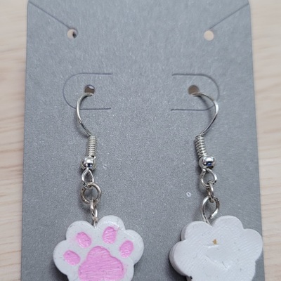 White cat paw earrings