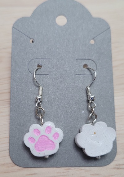 White Cat Paw earrings