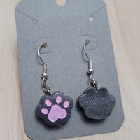 Gray cat paw earrings - Thumbnail 1