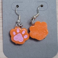 Orange cat paw earrings - Thumbnail 1