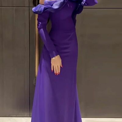 Elegant purple sheath mother of the bride/groom dress evening formal prom dress