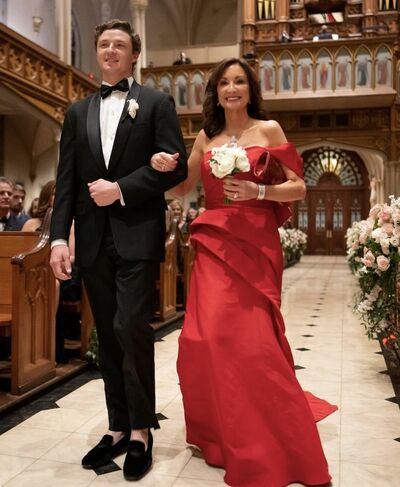 Elegant Red Sheath Off the Shoulder Mother of the Bride/Groom Dress Evening Formal Prom Dress