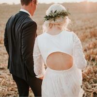 Chic Rustic Wedding Dress, Lace Bodice Chiffon Bridal Dress Bridal Gown - Thumbnail 3