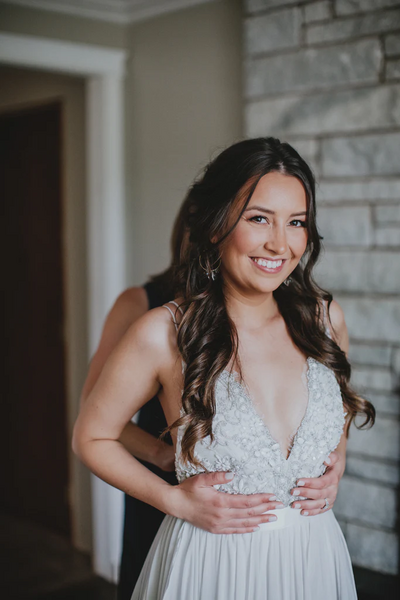 Chic Rustic Wedding Dress, Backless Chiffon Bridal Dress Bridal Gown