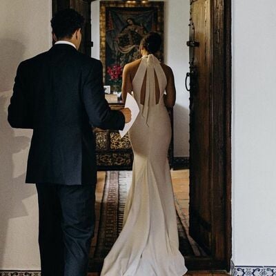 Sexy wedding dress, satin bridal dress bridal gown - Thumbnail 1