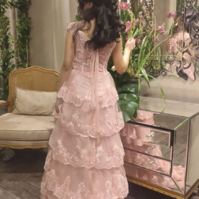 Gorgeous off the shoulder long split corset prom dress with sequin