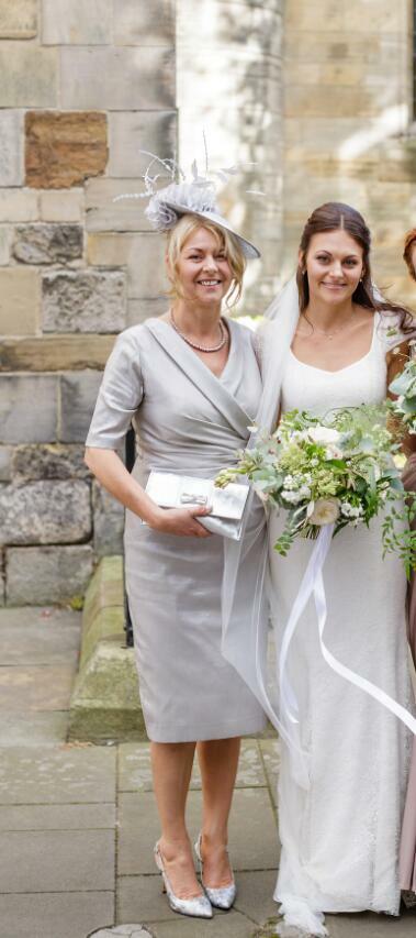 Elegant Sheath Silver Tea-length Mother of the Bride/Groom Dress Evening Formal Prom Dress