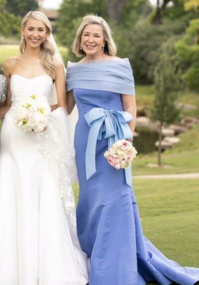 Elegant Blue Off the Shoulder Mother of the Bride/Groom Dress Evening Formal Prom Dress