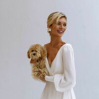 Sexy Deep V-neck Long Sleeves Chiffon Wedding Dress Bridal Dress Wedding Gown - Thumbnail 1