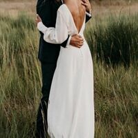 Sexy Deep V-neck Wedding Dress, Backless Bridal Gown Wedding Gown - Thumbnail 1