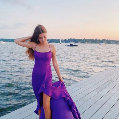 Charming purple long open back prom dresses - Thumbnail 1