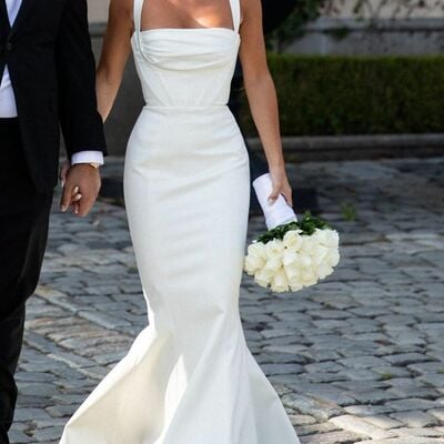 Sexy scoop sheath wedding dress bridal gown wedding gown