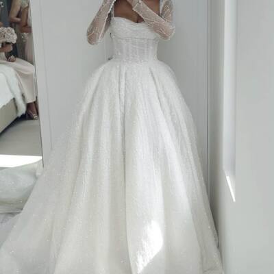 Elegant ball gown sequins wedding dress bridal gown wedding gown