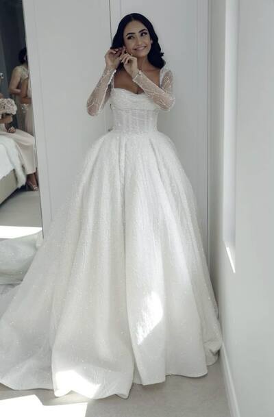 Elegant Ball Gown Sequins Wedding Dress Bridal Gown Wedding Gown