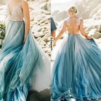 Aqua Blue Tulle Wedding Dress Bridal Gown Wedding Gown - Thumbnail 1