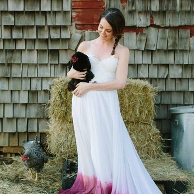 Ombre burgundy chiffon wedding dress bridal gown wedding gown