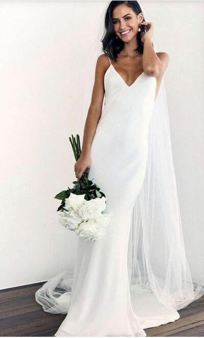 Elegant Sheath Beach Boho Wedding Dress Bridal Gown Wedding Gown